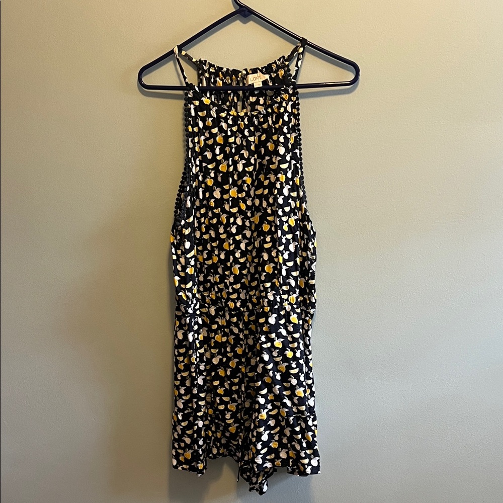 LOFT Navy and Yellow lemon romper